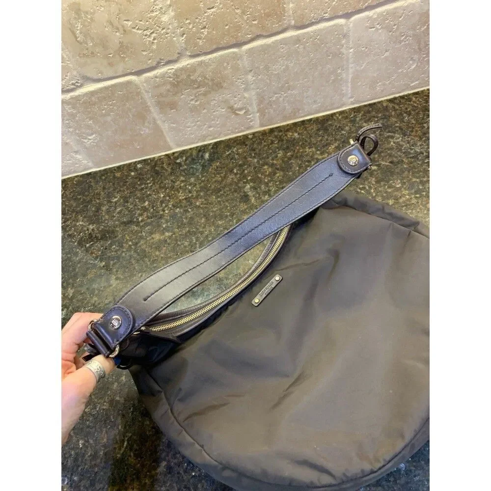 Kate Spade Flatiron Nylon Bag Purse Hobo Brown EUC